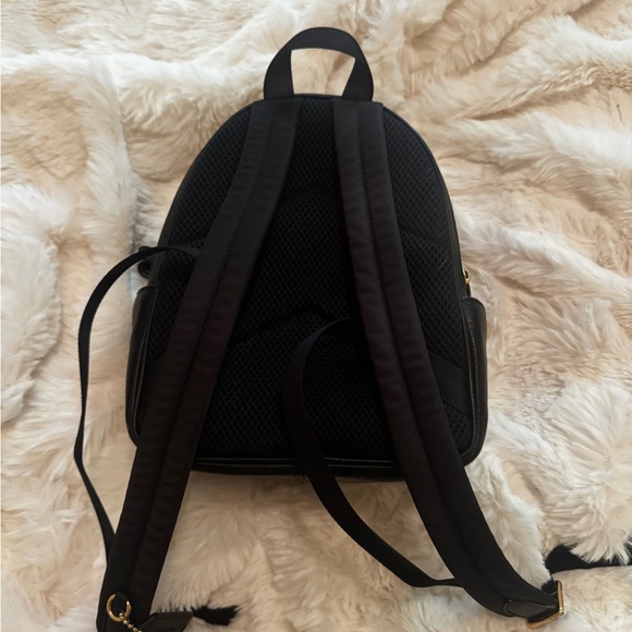 Coach Black Leather Mini Backpack with Gold Details